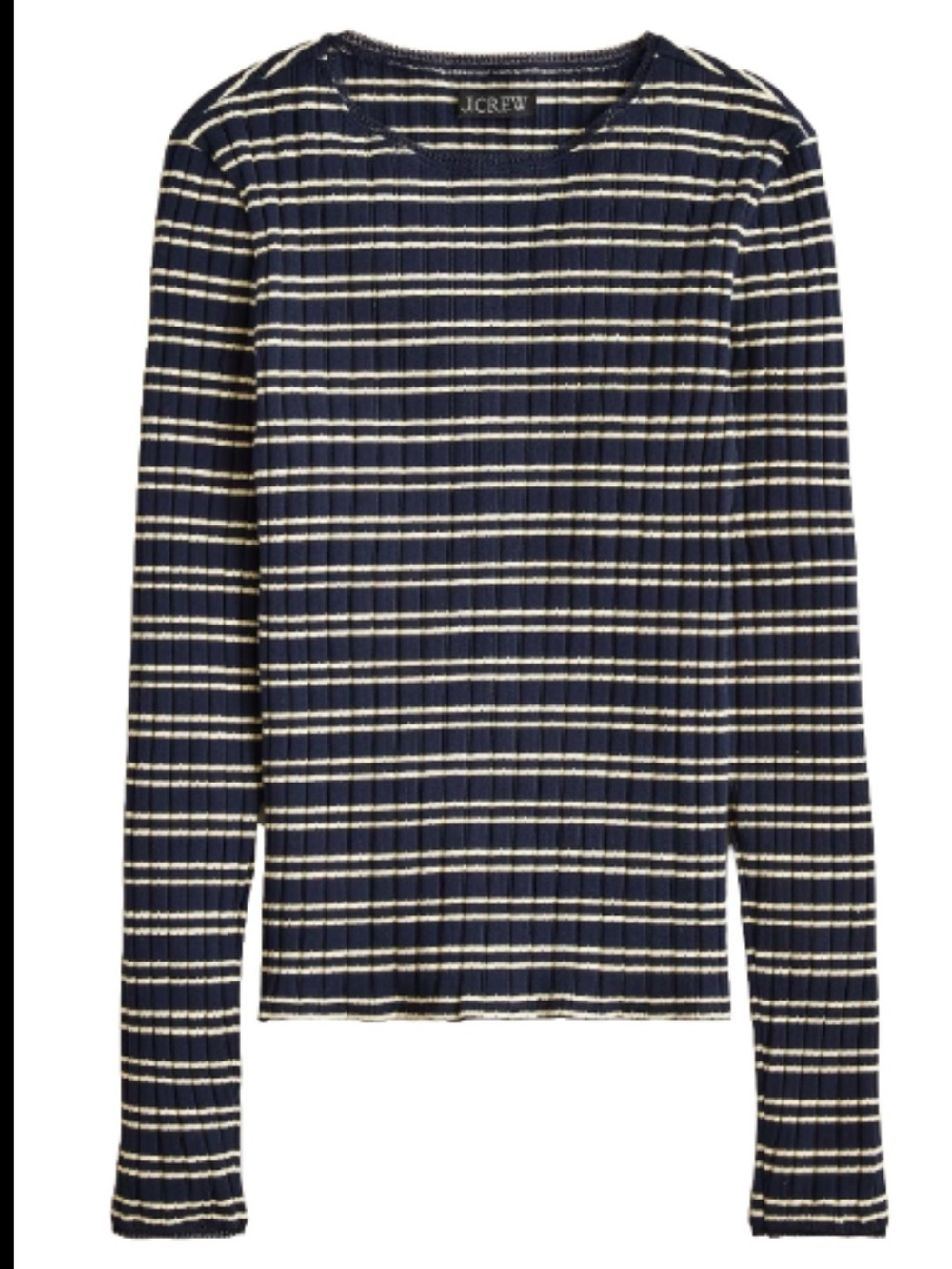 J.Crew Ribbed Striped Long Sleeve Navy Tee Modern Minimalist Capsule , M